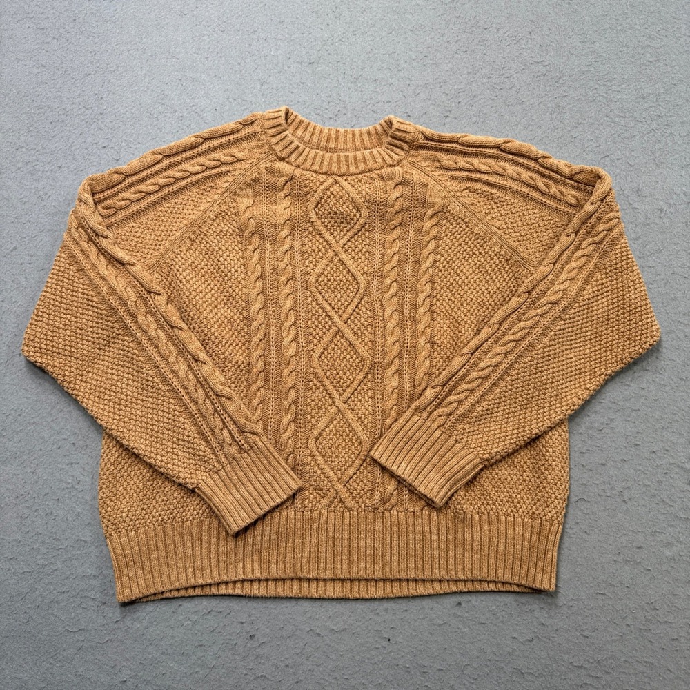 Gap Sweater Womens Large Brown Cable Knit Crewneck Pullover Grandpa  Heavyweight